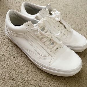 Vans Old Skool Skate Shoe- White Monochrome